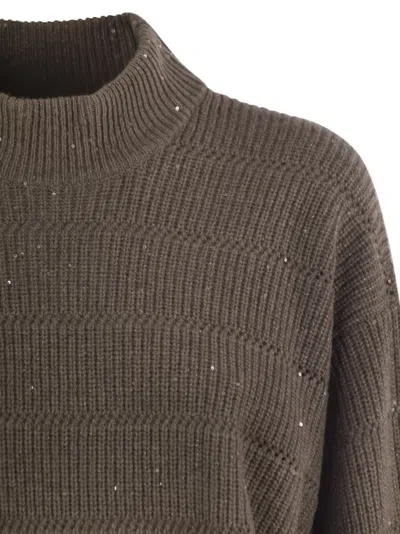Brunello Cucinelli Women Cashmere And Wool Turtleneck Sweater In Gray