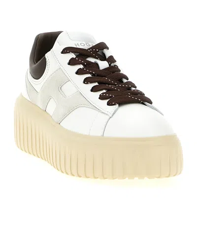 Hogan Striped Sneakers With Padded Collar And Contrasting Sole In White