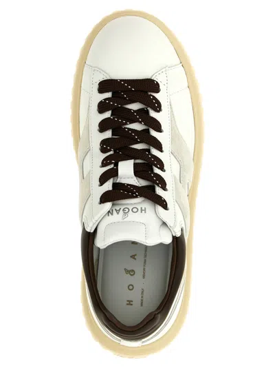 Hogan Striped Sneakers With Padded Collar And Contrasting Sole In White