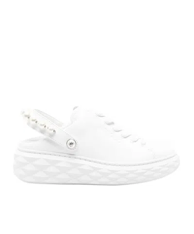Jimmy Choo Diamond Maxi Pearl Leather Slippers