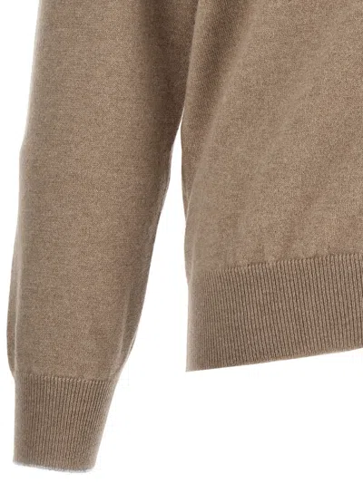 Brunello Cucinelli Zipper Cardigan High Collar In Brown