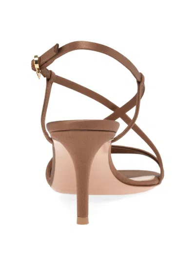 Gianvito Rossi Larisse Strappy Leather Sandals With Gold-tone Detail In Brown