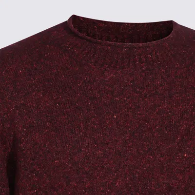 Brunello Cucinelli Cashmere Crew-neck Sweater Ribbed Profiles In Burgundy