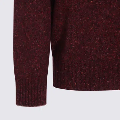 Brunello Cucinelli Cashmere Crew-neck Sweater Ribbed Profiles In Burgundy