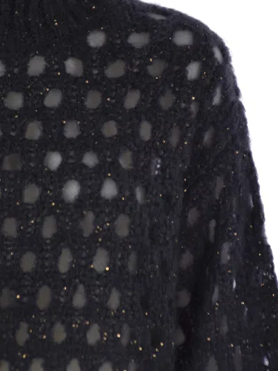 Brunello Cucinelli Dazzling Net Sweater In Black