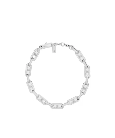 Celine Triomphe Small Octagon Bracelet In Brass With Rhodium Finish