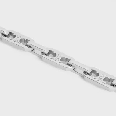 Celine Triomphe Small Octagon Bracelet In Brass With Rhodium Finish