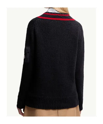 Moncler Wool Blend Sweater With Stripe And Patch