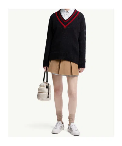 Moncler Wool Blend Sweater With Stripe And Patch