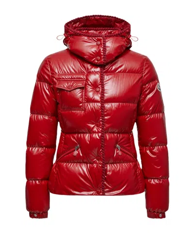 Moncler Down Jacket With Hood And Quilted Design In Gold