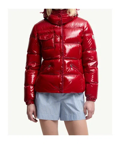 Moncler Down Jacket With Hood And Quilted Design In Gold