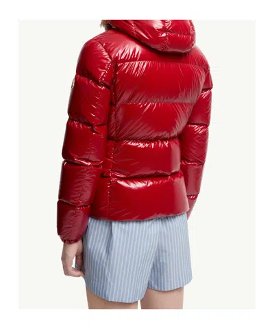 Moncler Down Jacket With Hood And Quilted Design In Gold