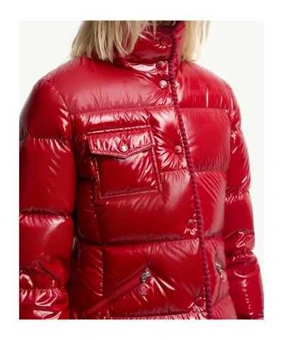 Moncler Down Jacket With Hood And Quilted Design In Gold