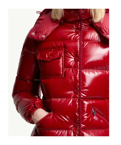 Moncler Down Jacket With Hood And Quilted Design In Gold