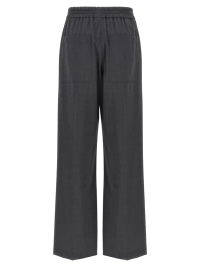 Brunello Cucinelli Grey Pants With Elastic Waist In Wool Blend Stretch Woman