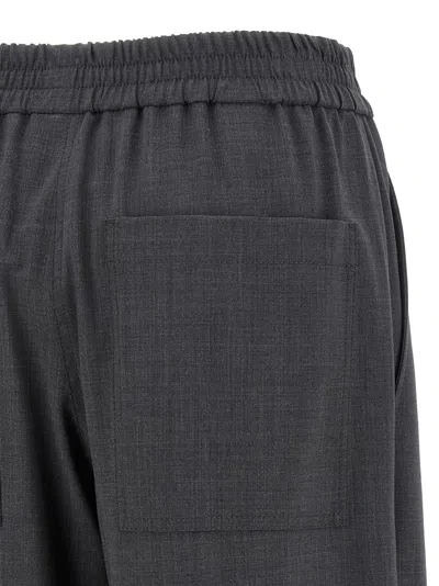 Brunello Cucinelli Grey Pants With Elastic Waist In Wool Blend Stretch Woman