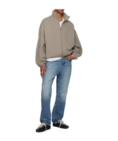 Essentials Brown Modern Fit Fleece Track Jacket In Gray