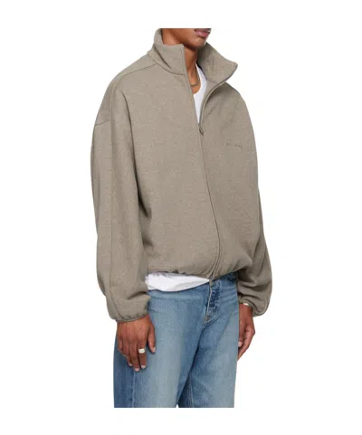 Essentials Brown Modern Fit Fleece Track Jacket In Gray