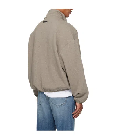 Essentials Brown Modern Fit Fleece Track Jacket In Gray