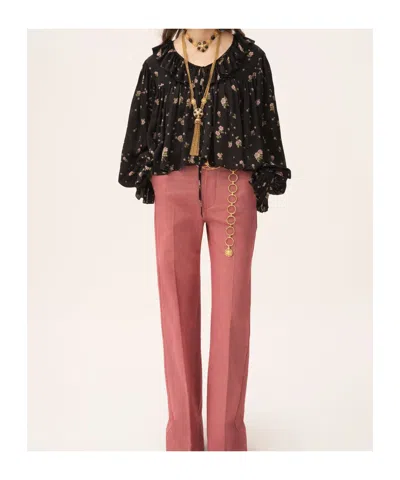 Chloé Maxi Gathered Ruffle Top In Silk Charmeuse In Black