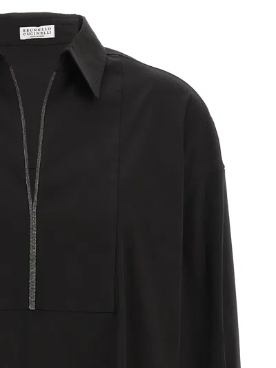 Brunello Cucinelli V-neck Shirt Monile Shirt And Blouse Black In Black