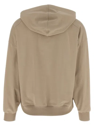Brunello Cucinelli Hooded Kangaroo Pocket Top With Ribbed Cuffs In Brown