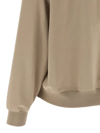 Brunello Cucinelli Hooded Kangaroo Pocket Top With Ribbed Cuffs In Brown