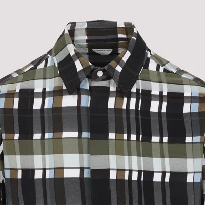 Bottega Veneta Checked Collar Shirt Long Sleeves In Gray