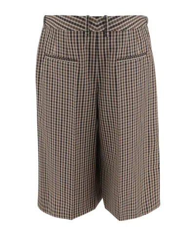 Jil Sander Wool Plaid Pattern Short Pants In Multi