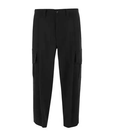 Giorgio Armani Wool Cargo Pants With Tailored Silhouette In Black