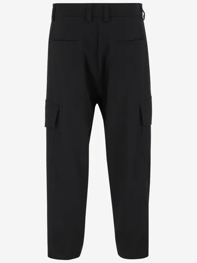 Giorgio Armani Wool Cargo Pants With Tailored Silhouette In Black
