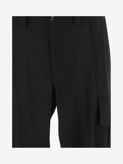 Giorgio Armani Wool Cargo Pants With Tailored Silhouette In Black