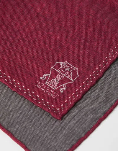 Brunello Cucinelli Silk Logo Pocket Square In Red