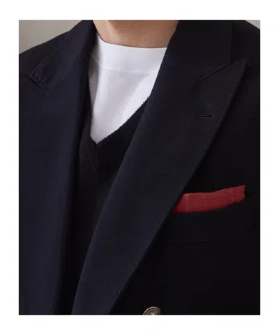 Brunello Cucinelli Silk Logo Pocket Square In Red