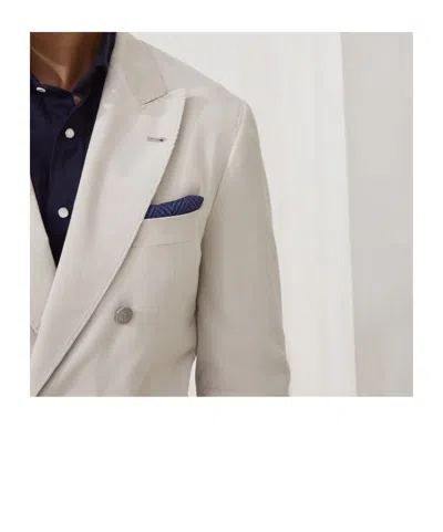 Brunello Cucinelli Silk Chevron Pocket Square In Blue