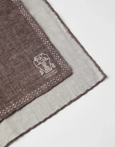 Brunello Cucinelli Silk Pocket Square In Brown