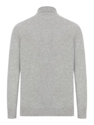 Brunello Cucinelli Cashmere Polo Style Sweater In Gray