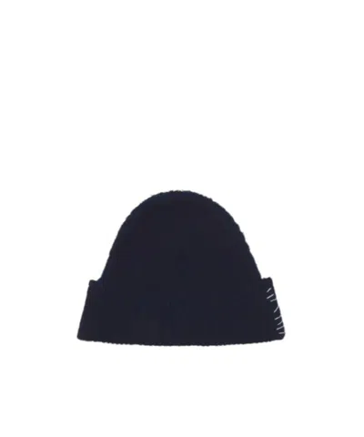 Marni Deep Blue Wool-cashmere Beanie With  Mending