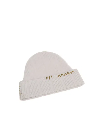 Marni Beige Wool-cashmere Beanie With  Mending