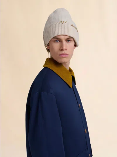 Marni Beige Wool-cashmere Beanie With  Mending