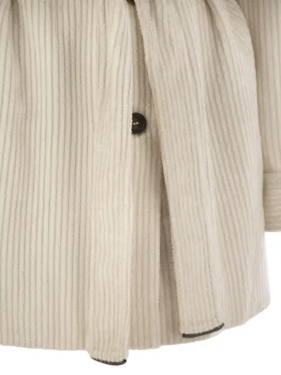 Brunello Cucinelli Women Corduroy Safari-style Jacket With Jewellery In Neutral