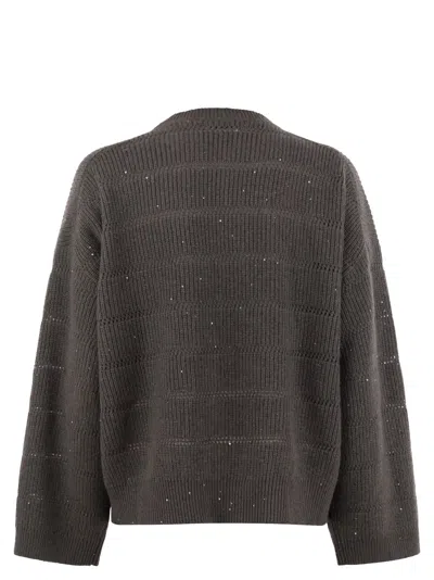 Brunello Cucinelli Sequin-embellished Knit Sweater In Gray