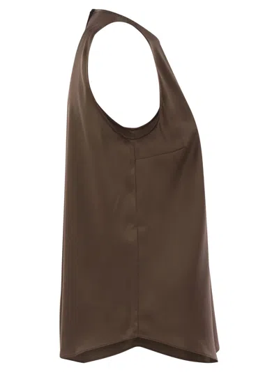 Brunello Cucinelli Crew Neck Vest In Brown