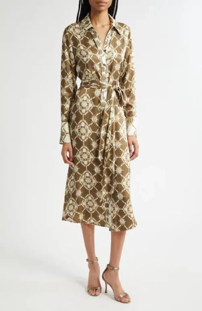 Ramy Brook Victoria Tile Print Long Sleeve Shirtdress In Multi