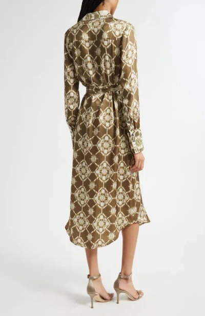 Ramy Brook Victoria Tile Print Long Sleeve Shirtdress In Multi