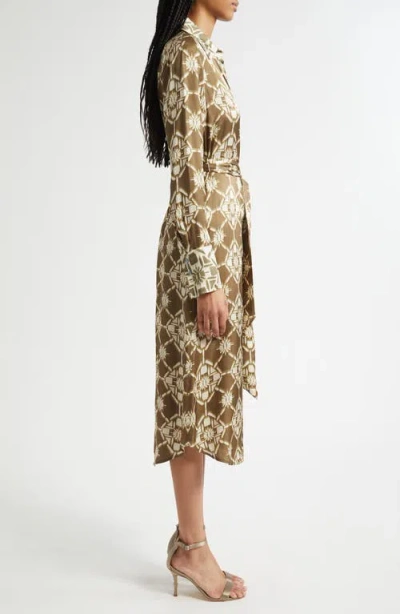 Ramy Brook Victoria Tile Print Long Sleeve Shirtdress In Multi