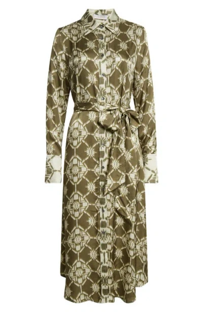 Ramy Brook Victoria Tile Print Long Sleeve Shirtdress In Multi
