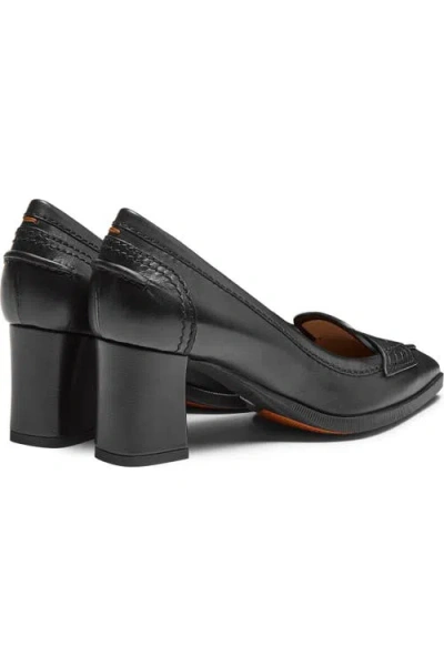 Santoni Leather Mid-heel Pump In Black