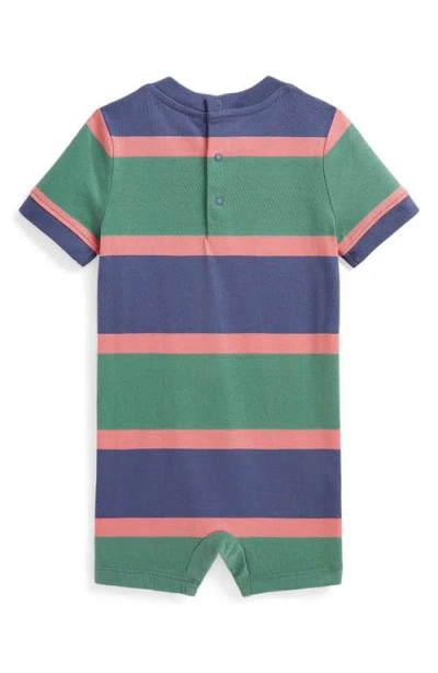 Ralph Lauren Stripe Cotton Romper In Green