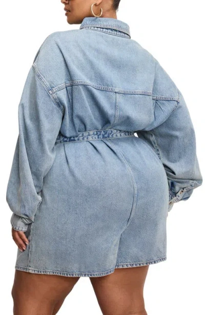 Good American Weightless Denim Romper In Blue